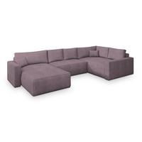 WOHNLANDSCHAFT VELAMI R-S Lila Kordstoff mit Schlaffunktion - Lila, Holz (365/83/194cm) - MASSENO