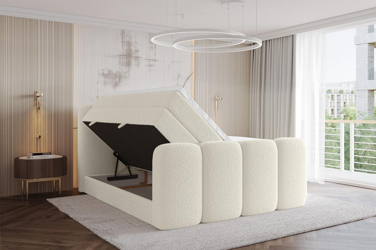 BOXBETT mit Matratze H3|H4 und Lattenrost - NINA-Z KING - 200x200 cm Quelle - Beige - Sandfarben, Holzwerkstoff (200/200cm) - ALTDECOR