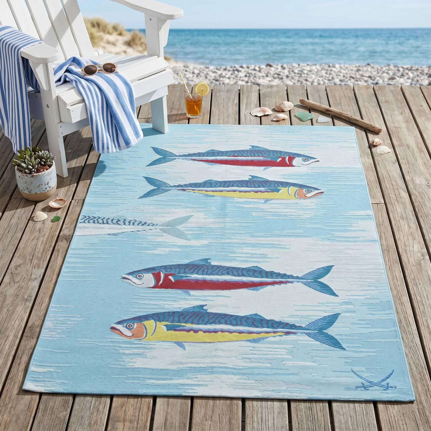 OUTDOORTEPPICH Rantum Beach 100x200 cm - Türkis, Textil (100/200cm) - Sansibar SYLT