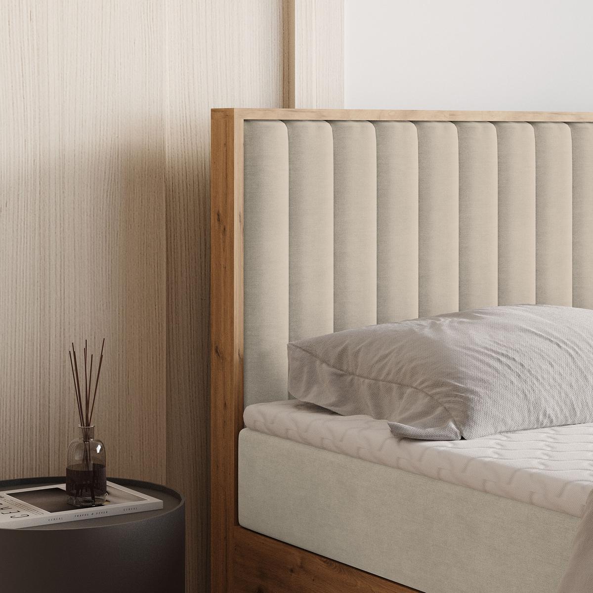BOXBETT VARELI 140x200 cm mit Matratze und Topper - Beige - Beige, Holz (140/200cm) - MASSENO