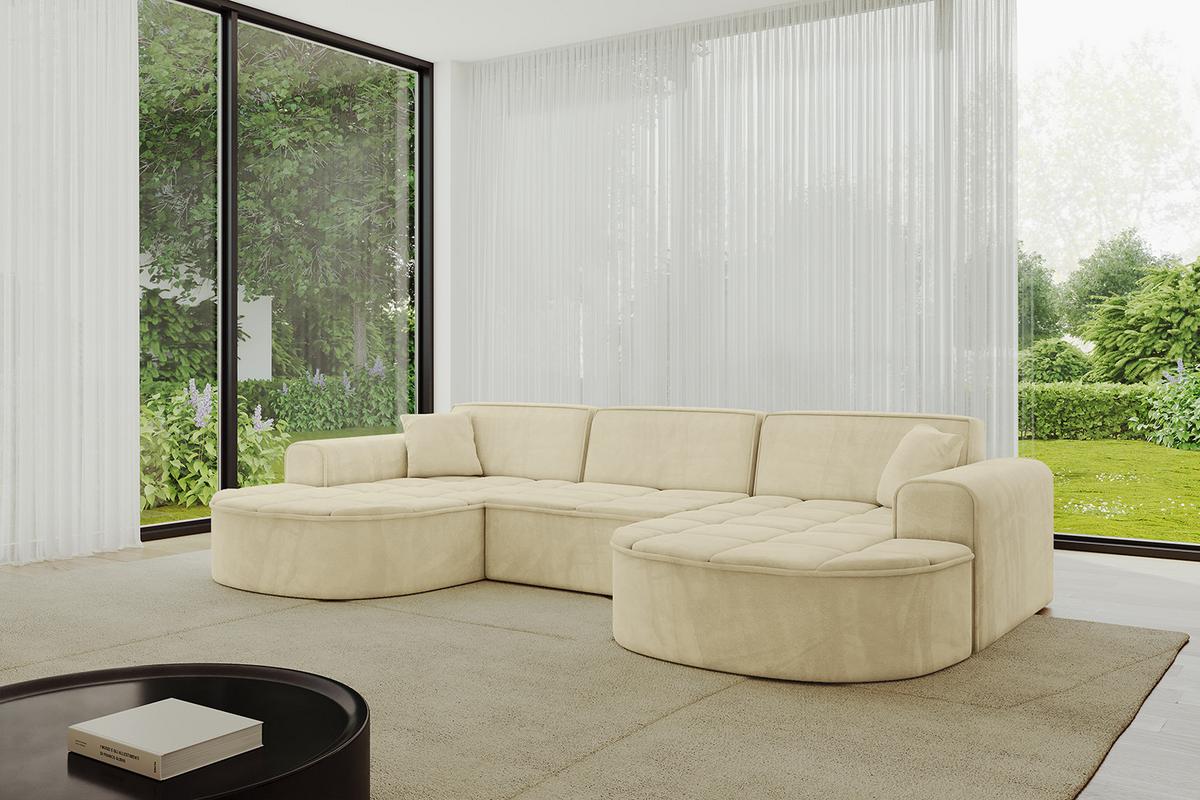 WOHNLANDSCHAFT TARO-U1 - 303x171x79,5 cm Beige - Beige, Holzwerkstoff/Textil (303/79.5/171cm) - ALTDECOR