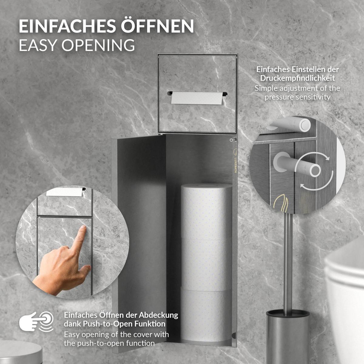 UNTERPUTZ-SCHRANKMODUL WC aus Edelstahl Silber 60x20x14 cm - Silberfarben, Metall (14/60/20cm) - LuxeBath