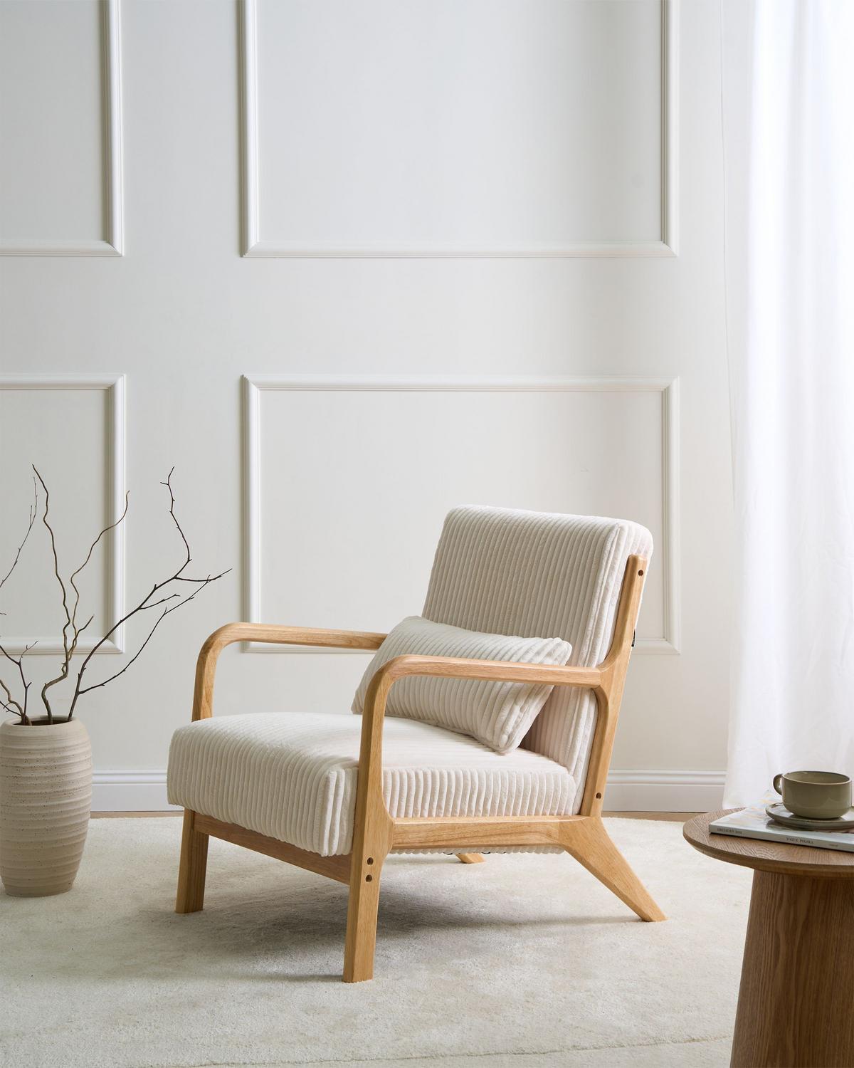 SESSEL Hellbraun Sorsele - Hellbraun/Weiß, Textil (64/77/82cm) - Beliani