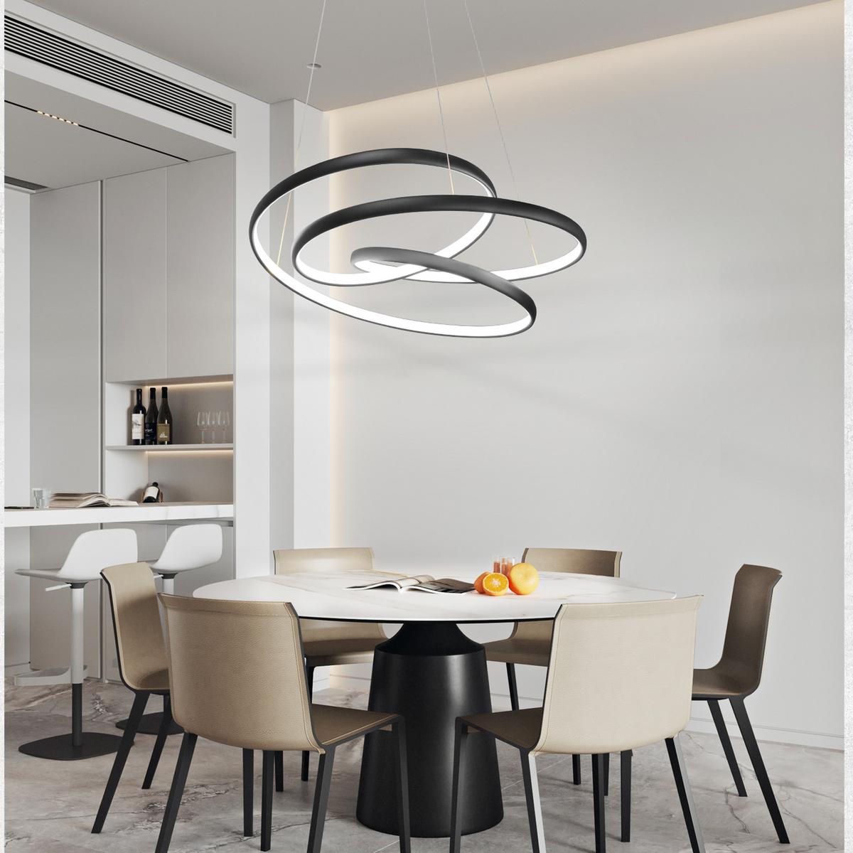 LED-PENDELLEUCHTE Thalindra 50/50/150 cm - Schwarz, Metall (50/50/150cm) - ZMH