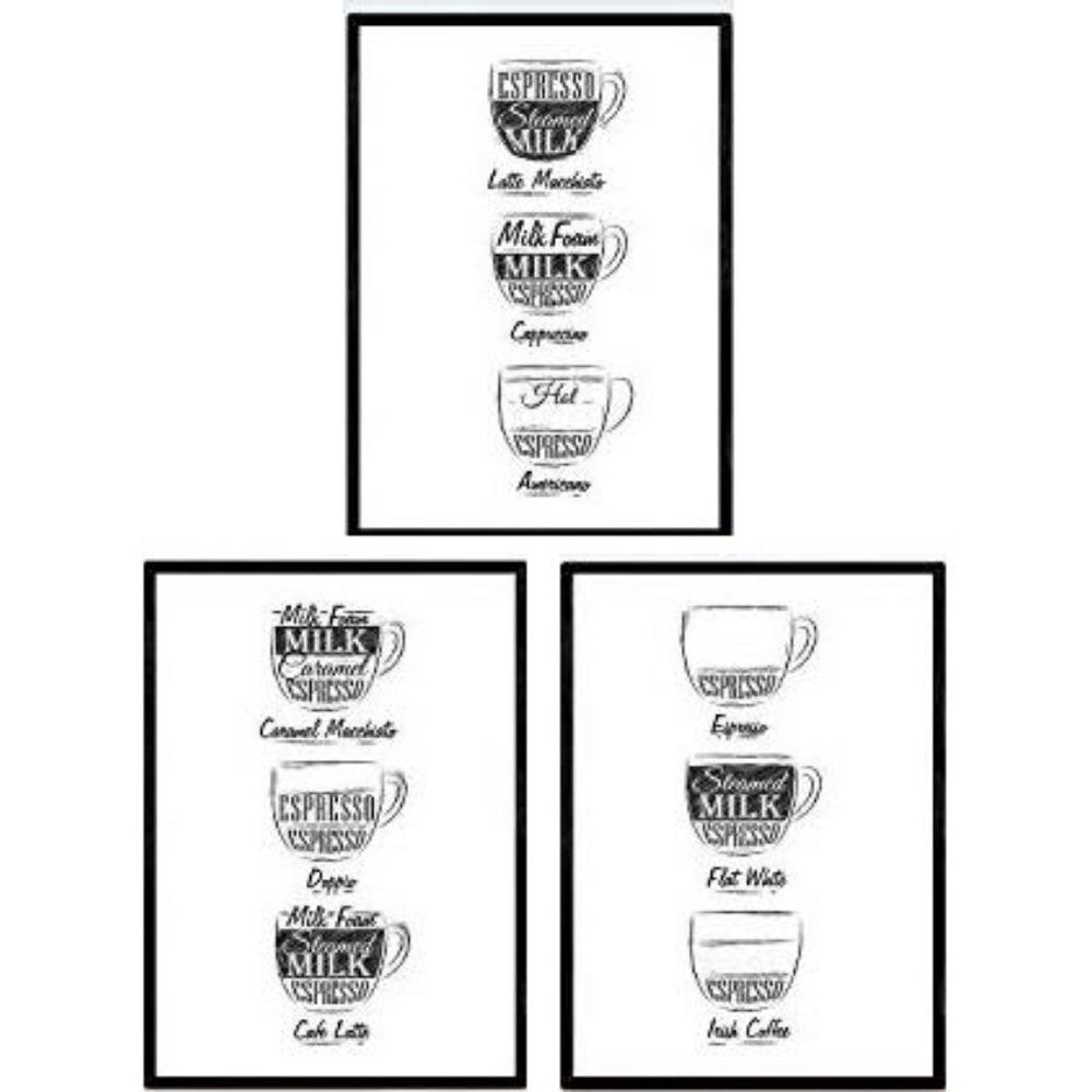 POSTER Set Mit 3 Kaffee Blätter Weißer Hintergrund A4 Rahmenlos - Klar, Papier (29.7/5/21cm) - Nacnic