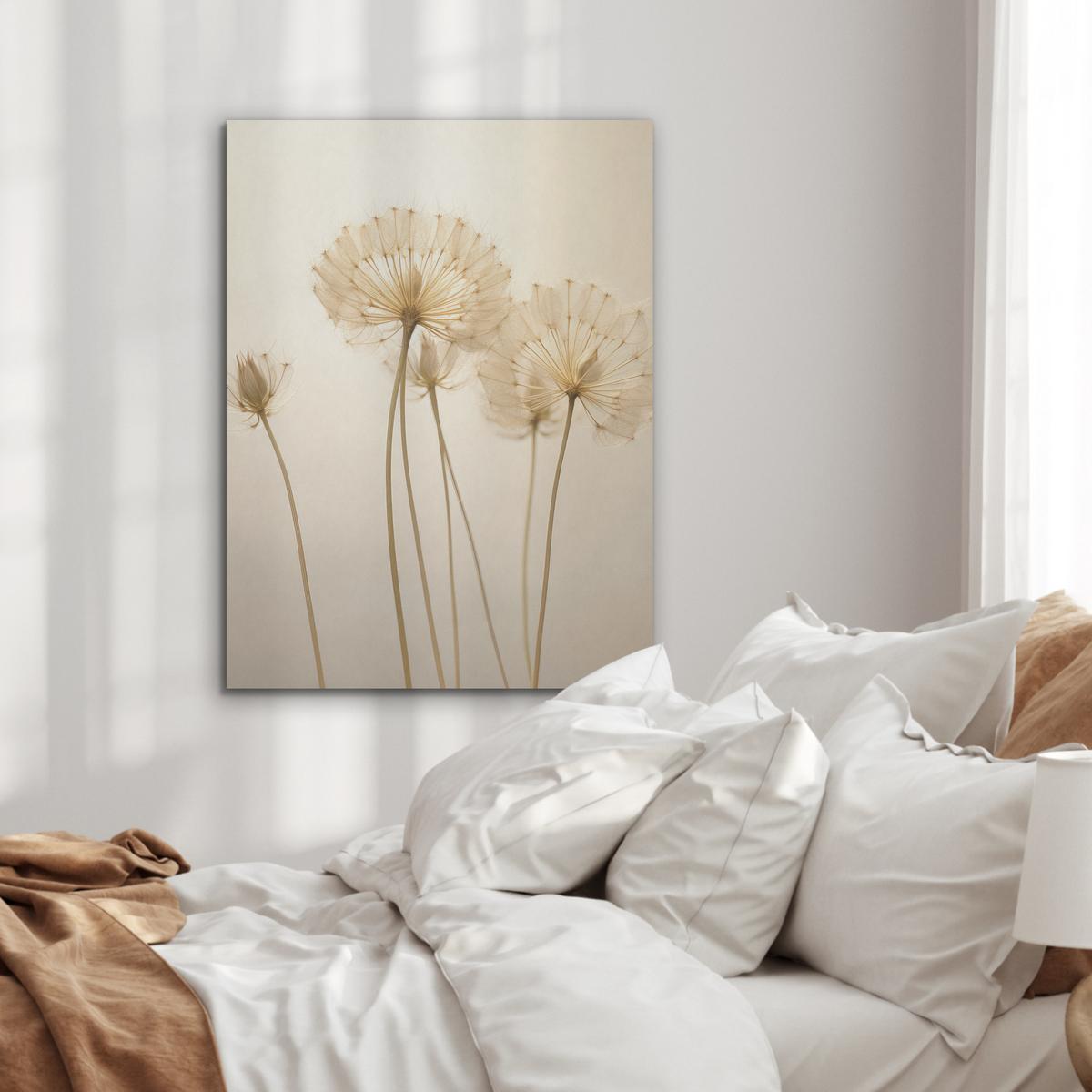 AKUSTIKBILD Sonnenlicht - Löwenzahn - Botanisch - Blumen Wandbilder 60x80 cm - Creme, Kunststoff (60/80/0.9cm) - MuchoWow