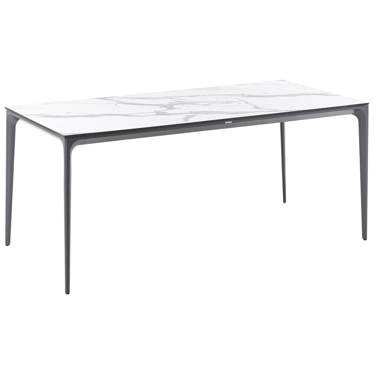 GARTENTISCH 180/90 cm Marmor Optik Weißer Marmor Sovareto - Dunkelgrau, Kunststoff (180/90/75cm) - Beliani