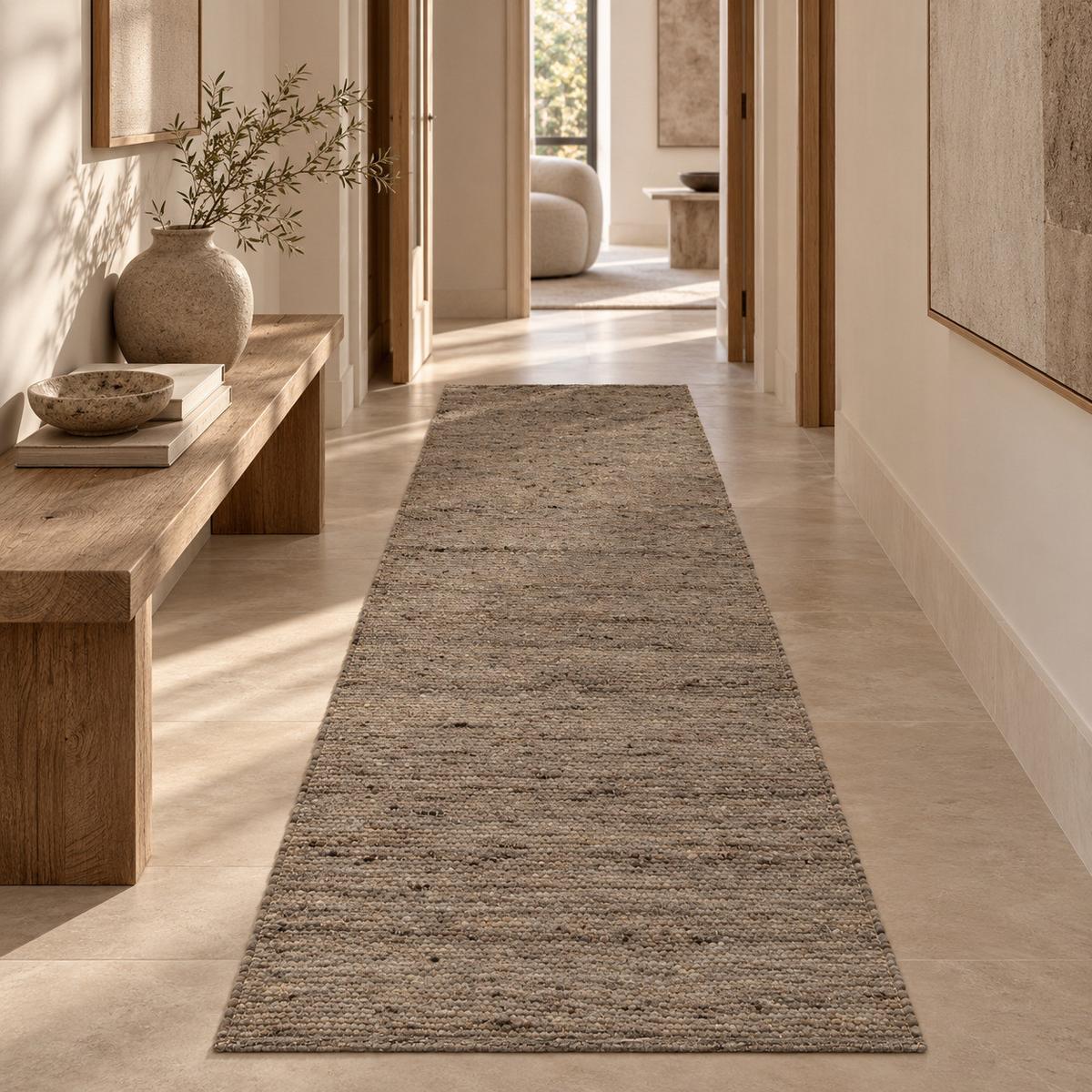 NATUR TEPPICH LÄUFER WOLLE ALASKA MELIERT - Dunkelbraun, Textil (70/240cm) - Pergamon