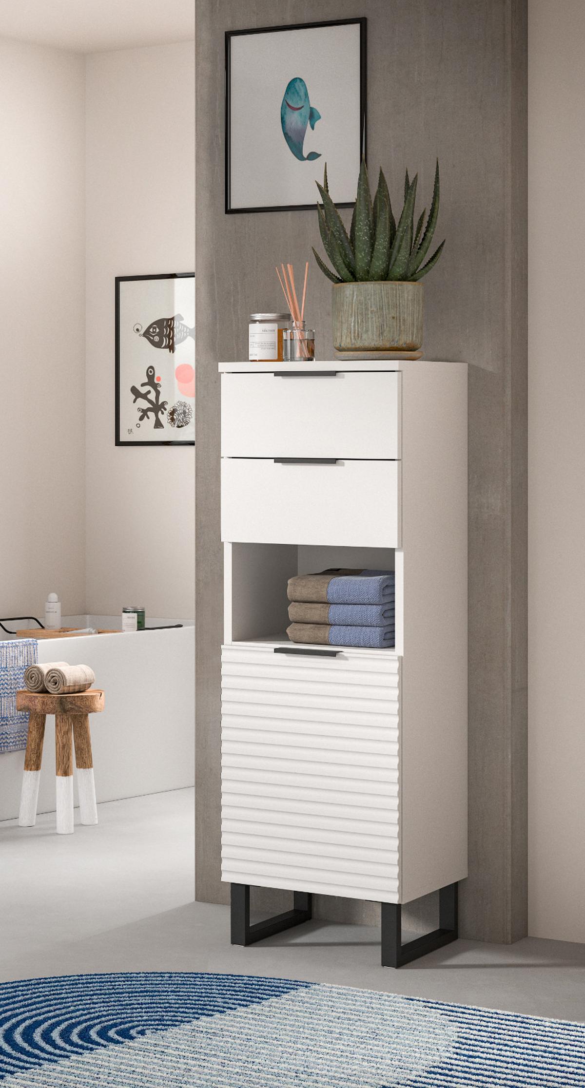 BADKOMMODE weiß 35 cm, Badschrank mit Soft-Close - Schwarz/Weiß, Holzwerkstoff/Metall (35/110/34cm) - Inn.Furn