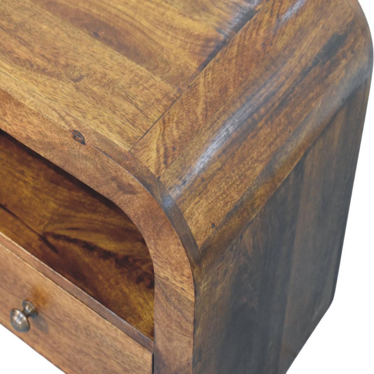NACHTTISCH Massivholz Darcy Kastanienbraun, 1 Schublade und Offenes Regal, Dunkelbraun - Dunkelbraun/Messingfarben, Mangoholz/Holz (45/45/35cm) - Artisan Furniture