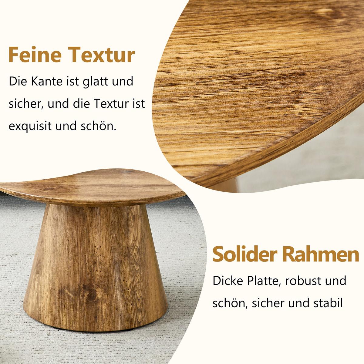 COUCHTISCH set holzoptik rund 2er flexibel - Eichefarben, Holzwerkstoff (60/60/35cm) - Urban Meuble