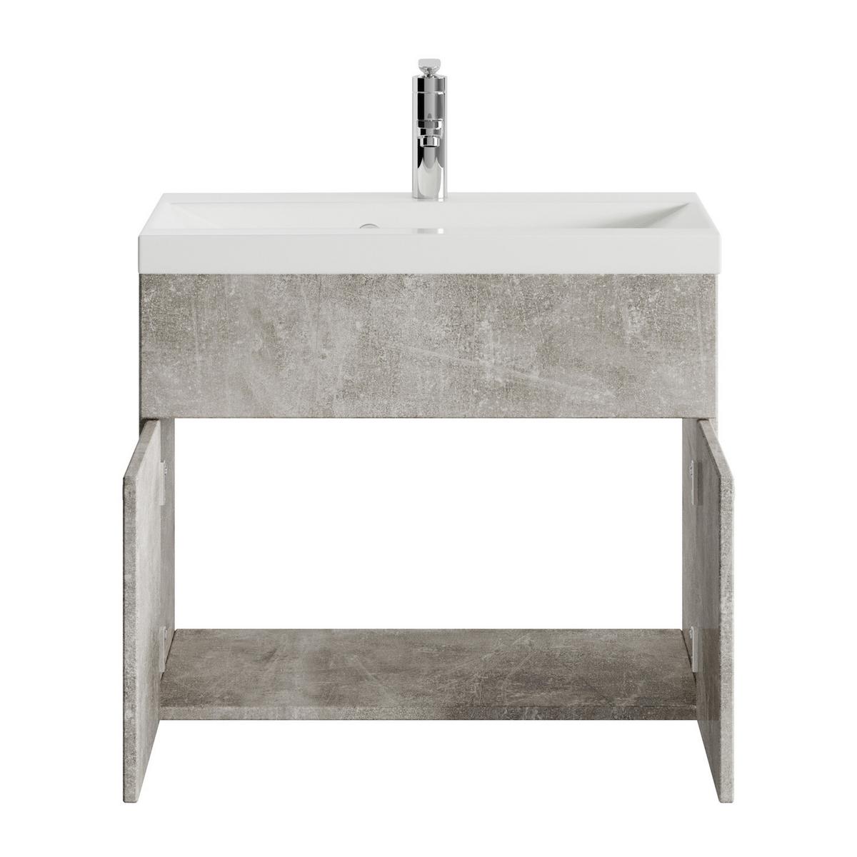BADMÖBEL-SET Montreal 2 Teile Beton Grau - 60 x 35 x 51 cm - Grau, Holz (60/51/35cm) - Badplaats