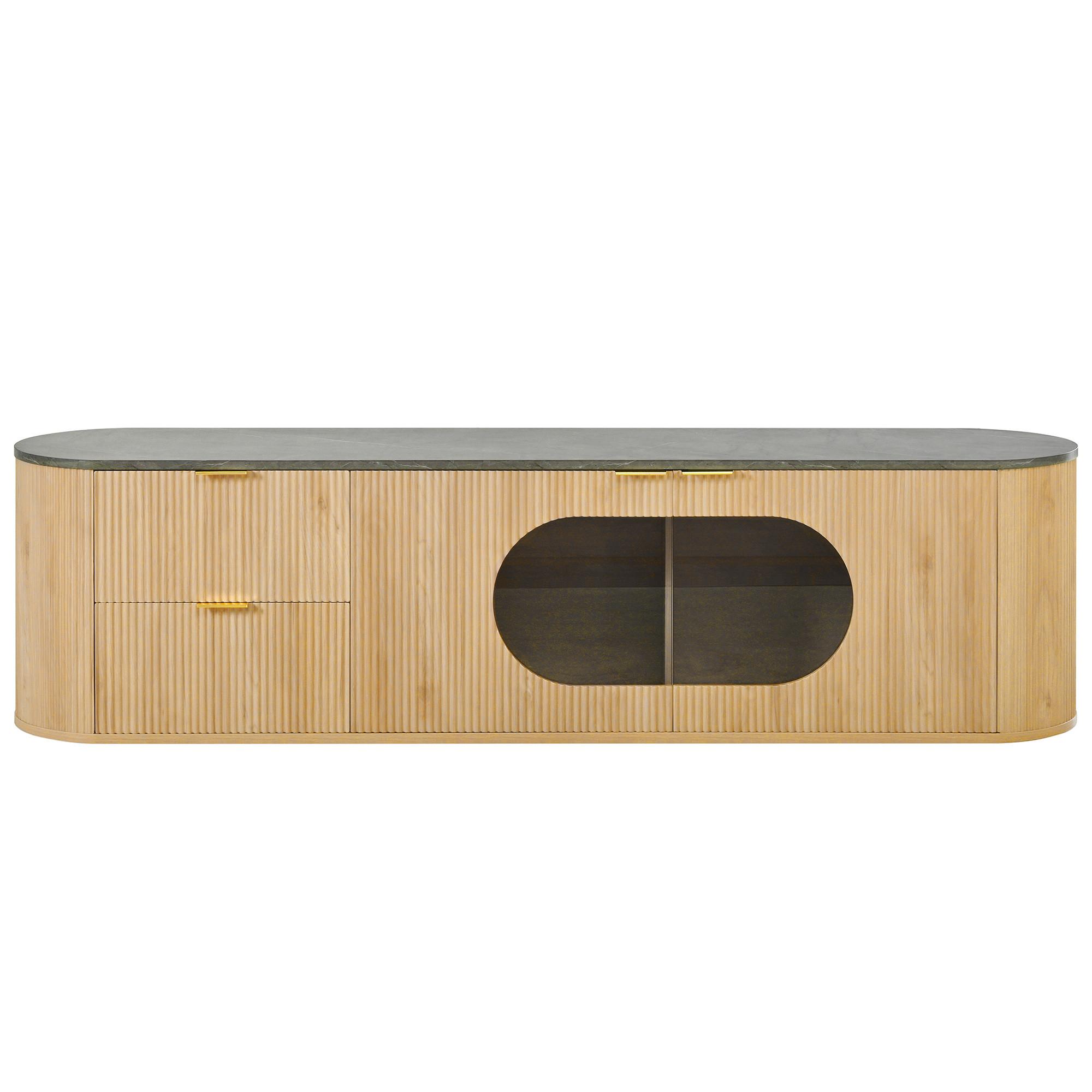 TV LOWBOARD holzoptik glas modern 172cm design - Naturfarben, Holzwerkstoff (172/45.5/38cm) - Urban Meuble