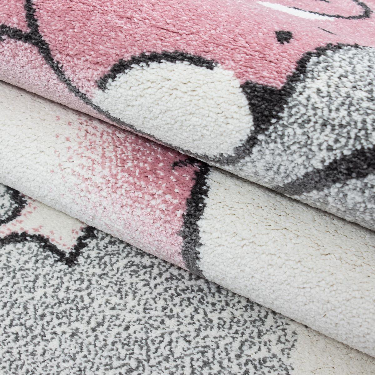 KINDERTEPPICH TASNA, mit Bären-Motiv, Rosa, Ø 160 cm - Rosa, Textil (160/160cm) - KADIMA DESIGN