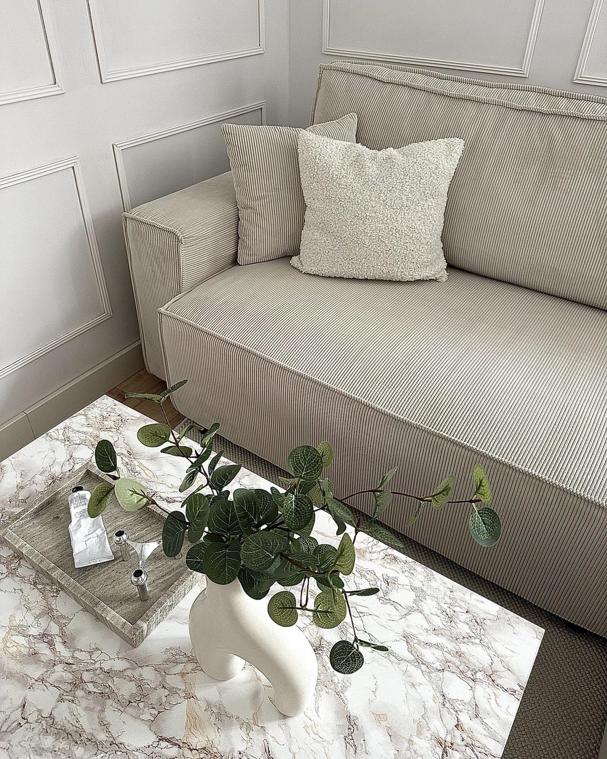 2-SITZER-ECKSOFA Cord cremeweiß rechtsseitig mit Schlaffunktion Abacka - Schwarz/Weiß, Textil (247/147cm) - Beliani