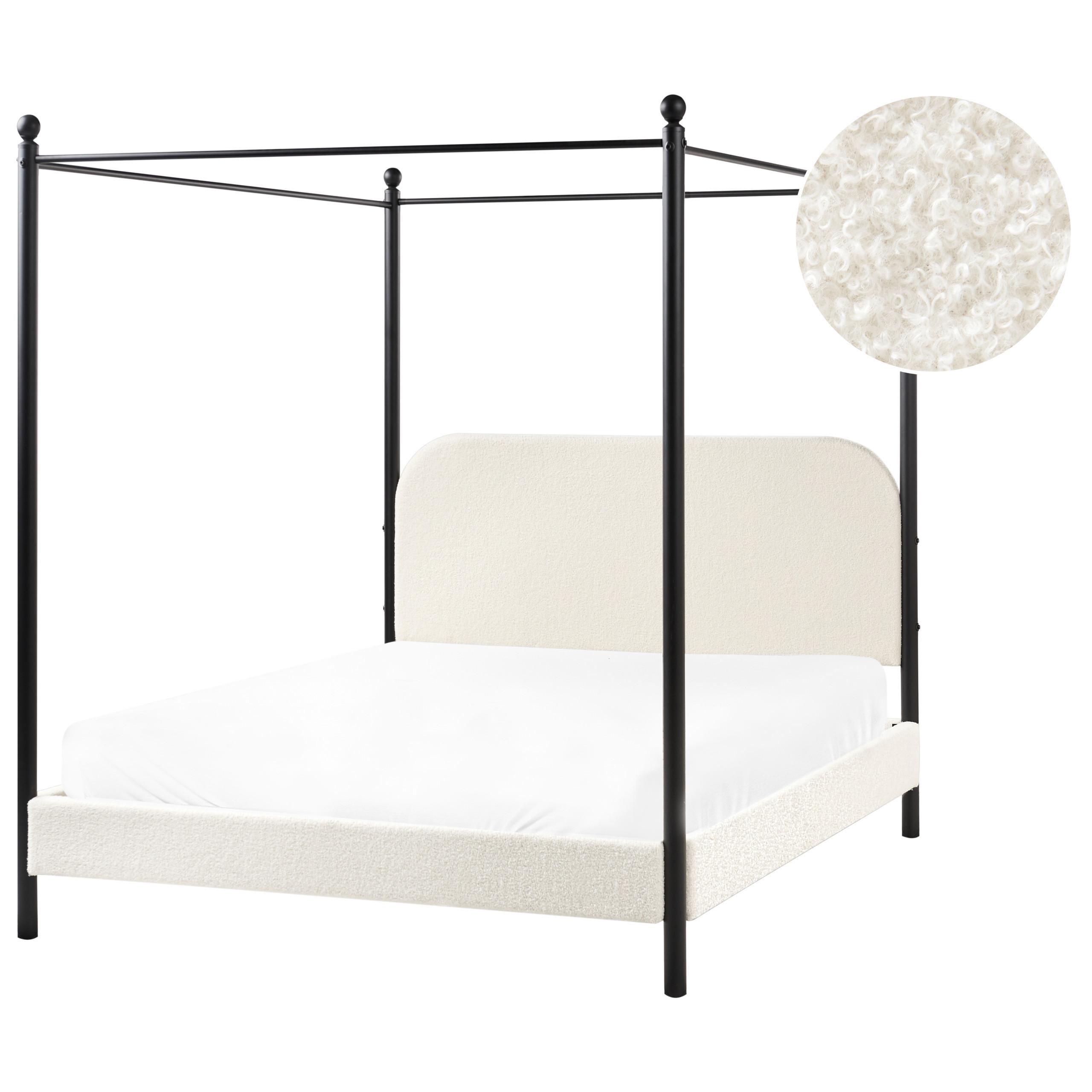HIMMELBETT 140x200 cm Weiß Dannemois - Creme, Textil (140/200cm) - Beliani
