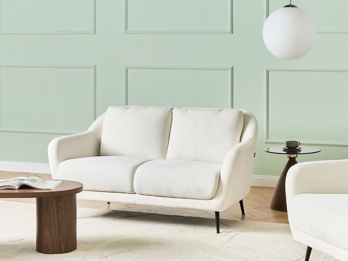 2-SITZER-SOFA Chenillegewebe Weiß Eiby - Weiß, Textil (130/80/90cm) - Beliani