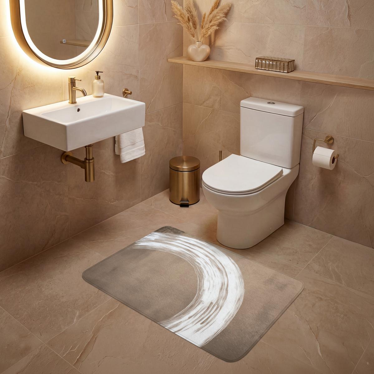 WC-VORLEGER Farbe - Braun - Japandi Toilettenteppich 90x60 cm - Mokka, Textil (90/1cm) - OnlyWow