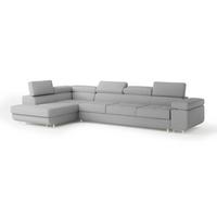 ECKSOFA VICENTE Hellgrau Boucle-Stoff mit Schlaffunktion - Hellgrau, Holz (346/202cm) - MASSENO