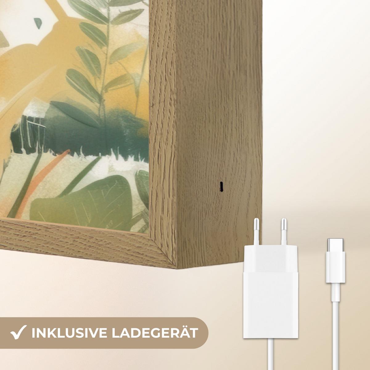 NACHTTISCHLAMPE MIT AKKU Dino - Fußball - Orange 100x70 cm - Beige, Holzwerkstoff (8/100/70cm) - OnlyWow