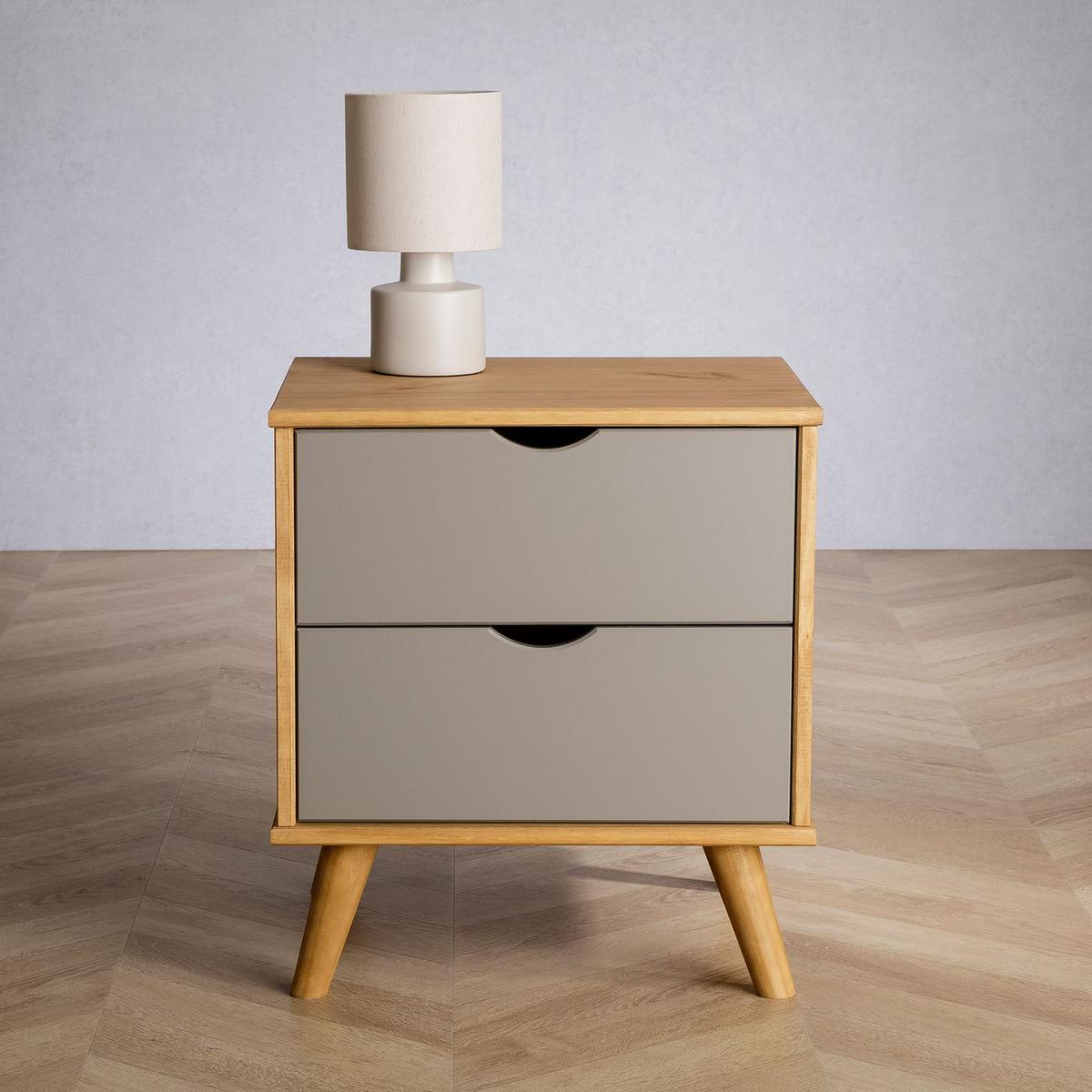 NACHTTISCH COLIMA - Naturfarben/Grau, Holz (50/46/40cm) - IDIMEX
