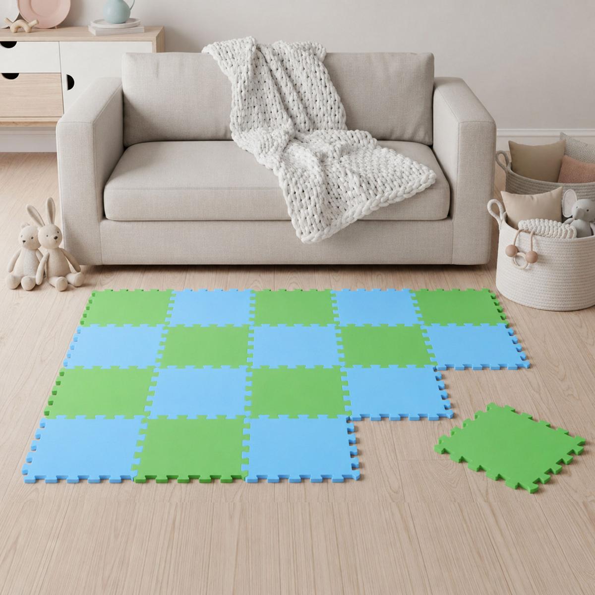 SPIELMATTE ab Null - 180/90/1 cm Puzzlematte Grün - Multicolor, Kunststoff (30/30cm) - Littletom