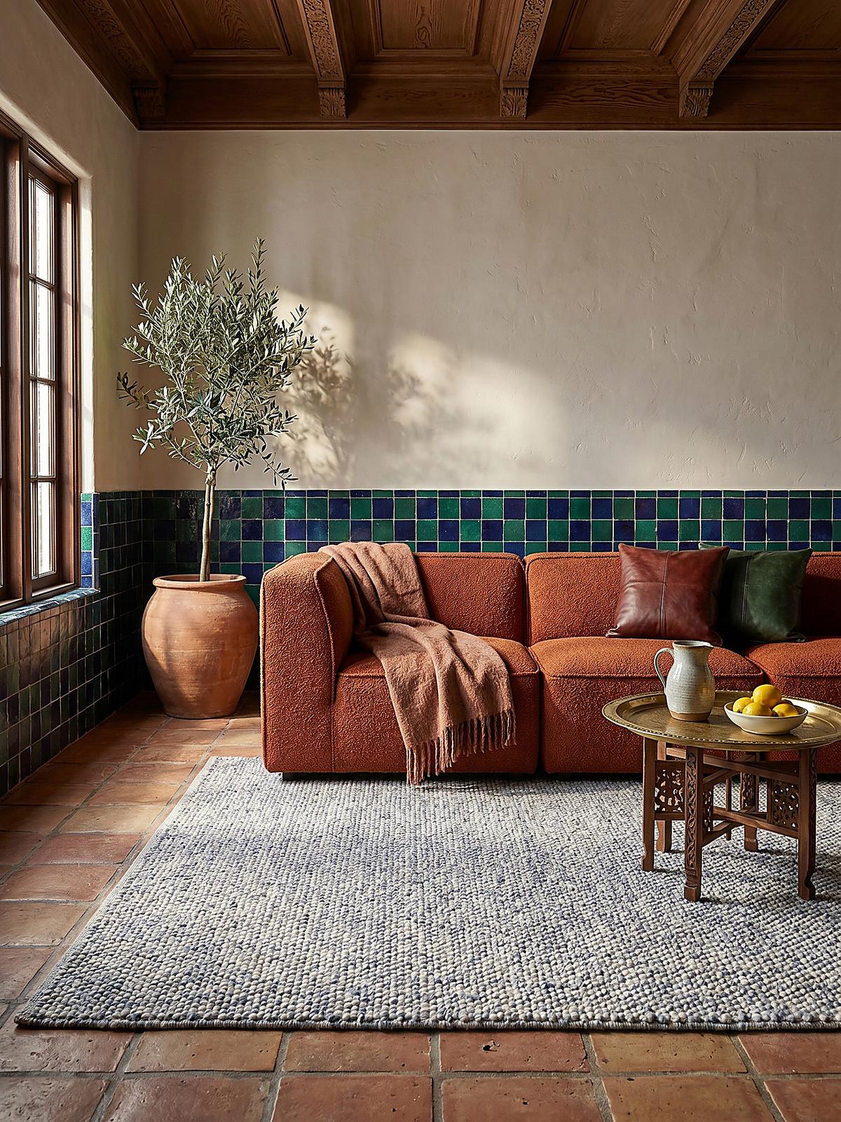 WOLLTEPPICH handgewebt MEDWAY, einfarbig, Hellblau, 80 x 150 cm - Blau, Textil (150/80cm) - KADIMA DESIGN