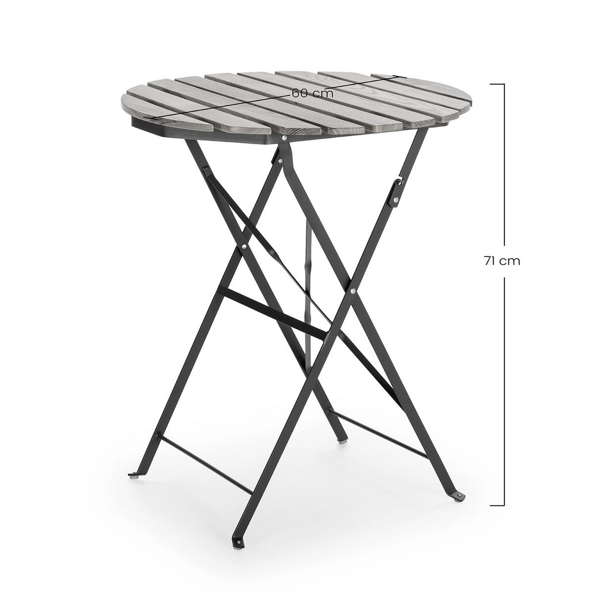 GARTENKLAPPTISCH Ambar 60/60/71 cm Metall - Schwarz, Metall (60/60/71cm) - VS Venta-stock
