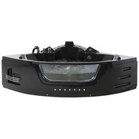 WHIRLPOOL-BADEWANNE mit LED 155x214x60 cm schwarz Martinica - Schwarz, Kunststoff (155/60/214cm) - Beliani