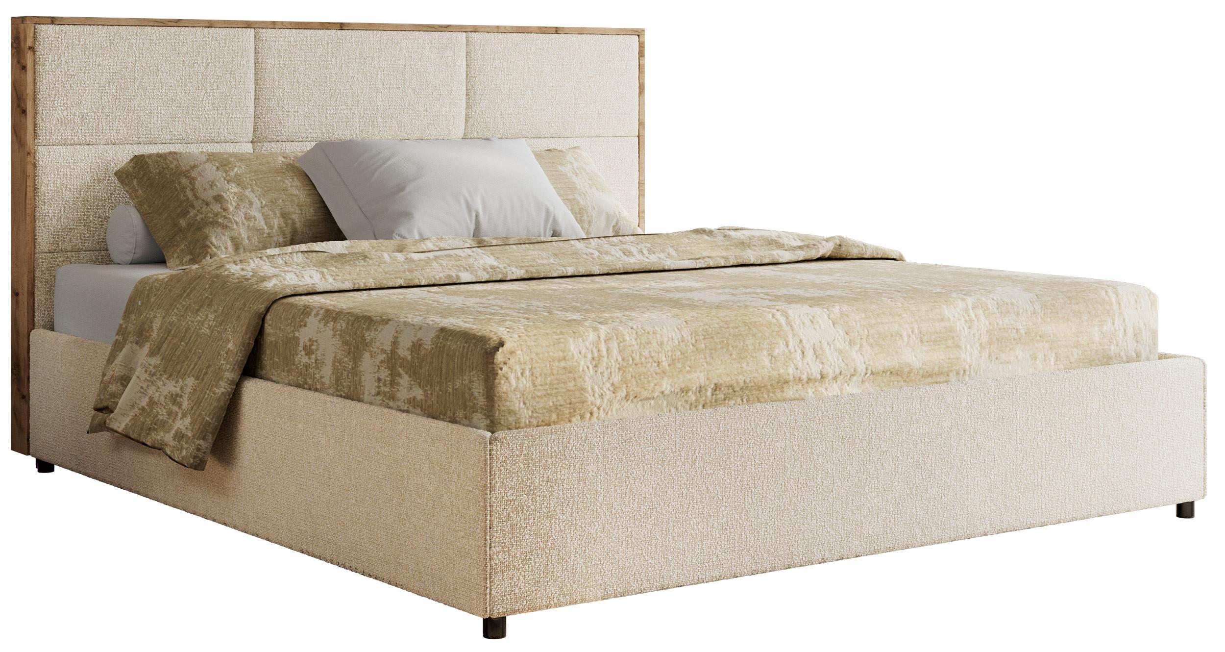 POLSTERBETT LERIO CLASSIC 180/200 - Creme Strukture - Schaum-Matratze - Creme, Textil (180/200cm) - MKS