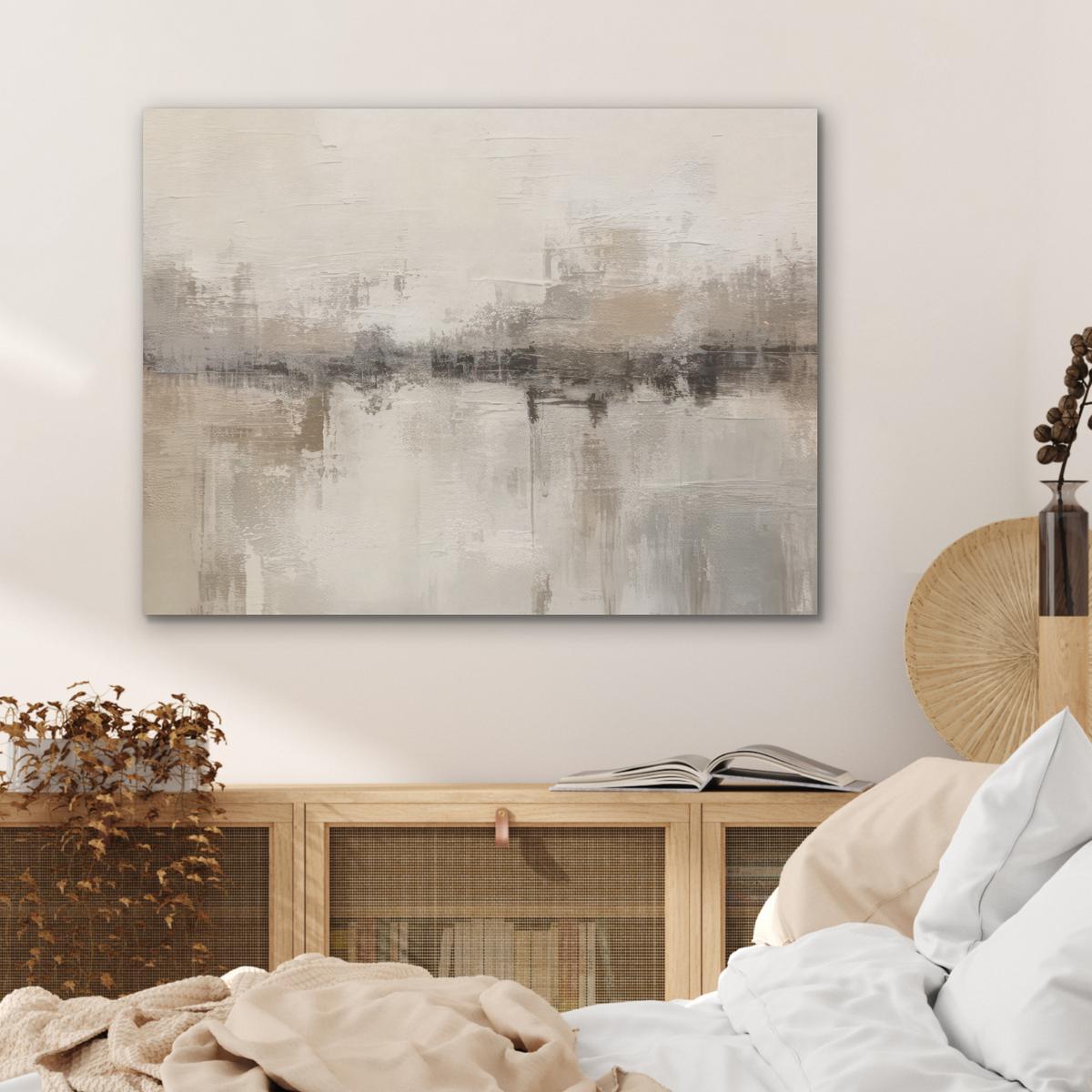 AKUSTIKBILD Moderne Kunst - Abstrakt - Beige Gemälde 80x60 cm - Beige, Kunststoff (80/60/0.9cm) - MuchoWow