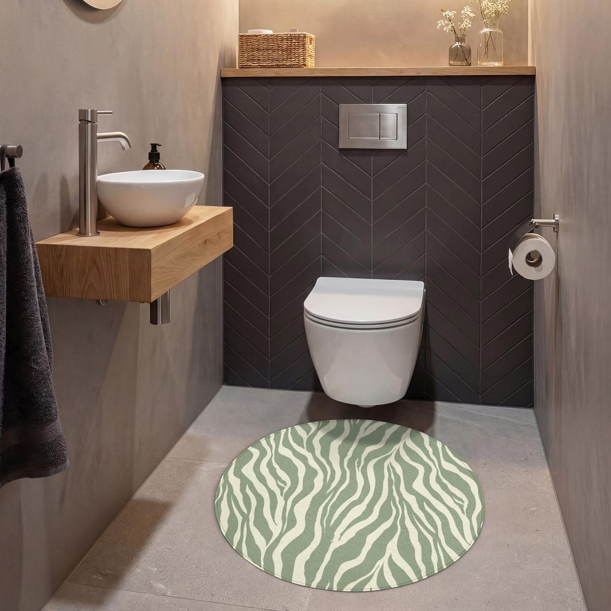 WC-VORLEGER Zebra - Motiv - Grün Toilettenteppich 70x70 cm - Salbeigrün, Textil (70/1cm) - OnlyWow