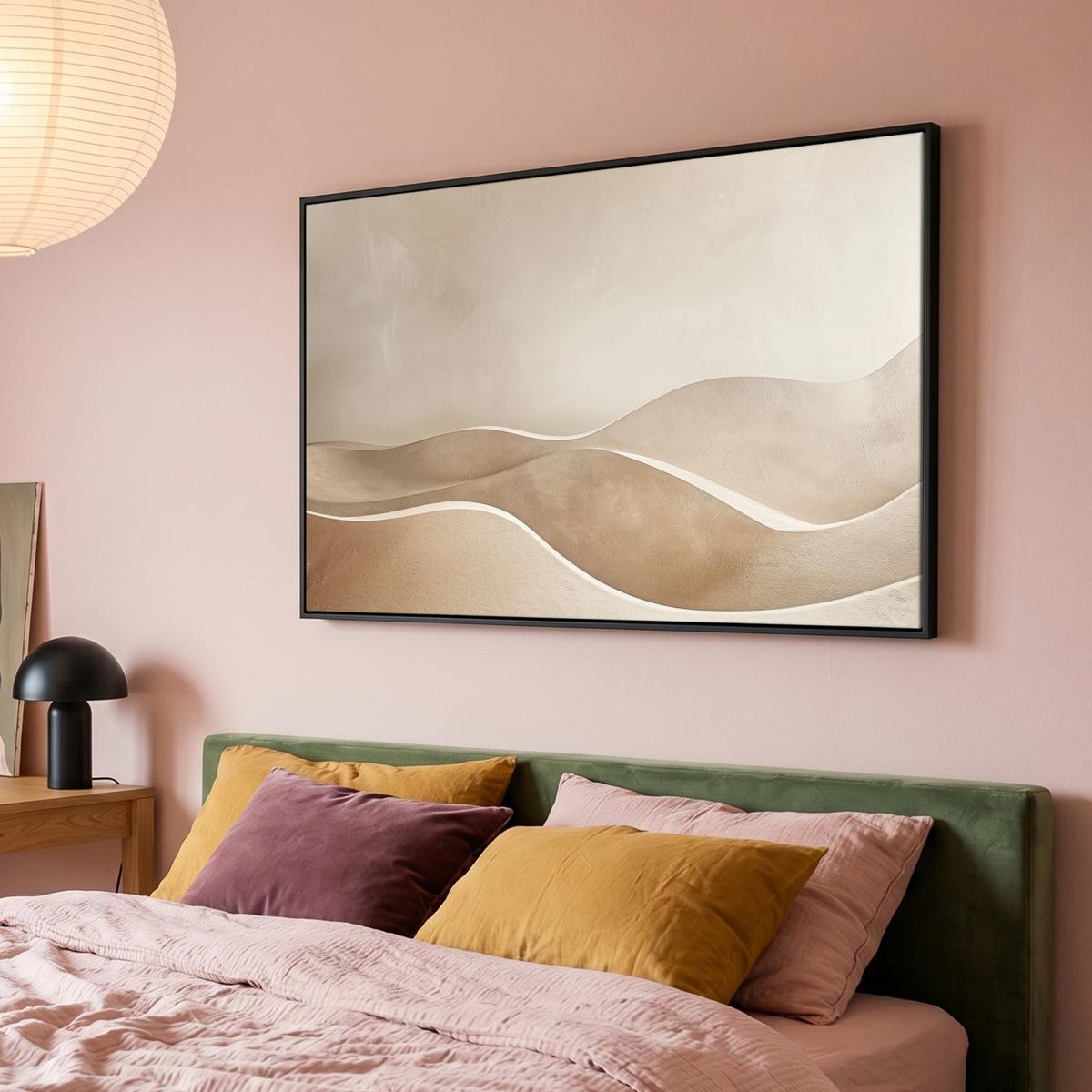 LEINWAND Bilder mit Rahmen - Beige - Natur - Abstrakt - Modern - 120x80 - Beige, Textil (120/80cm) - MuchoWow