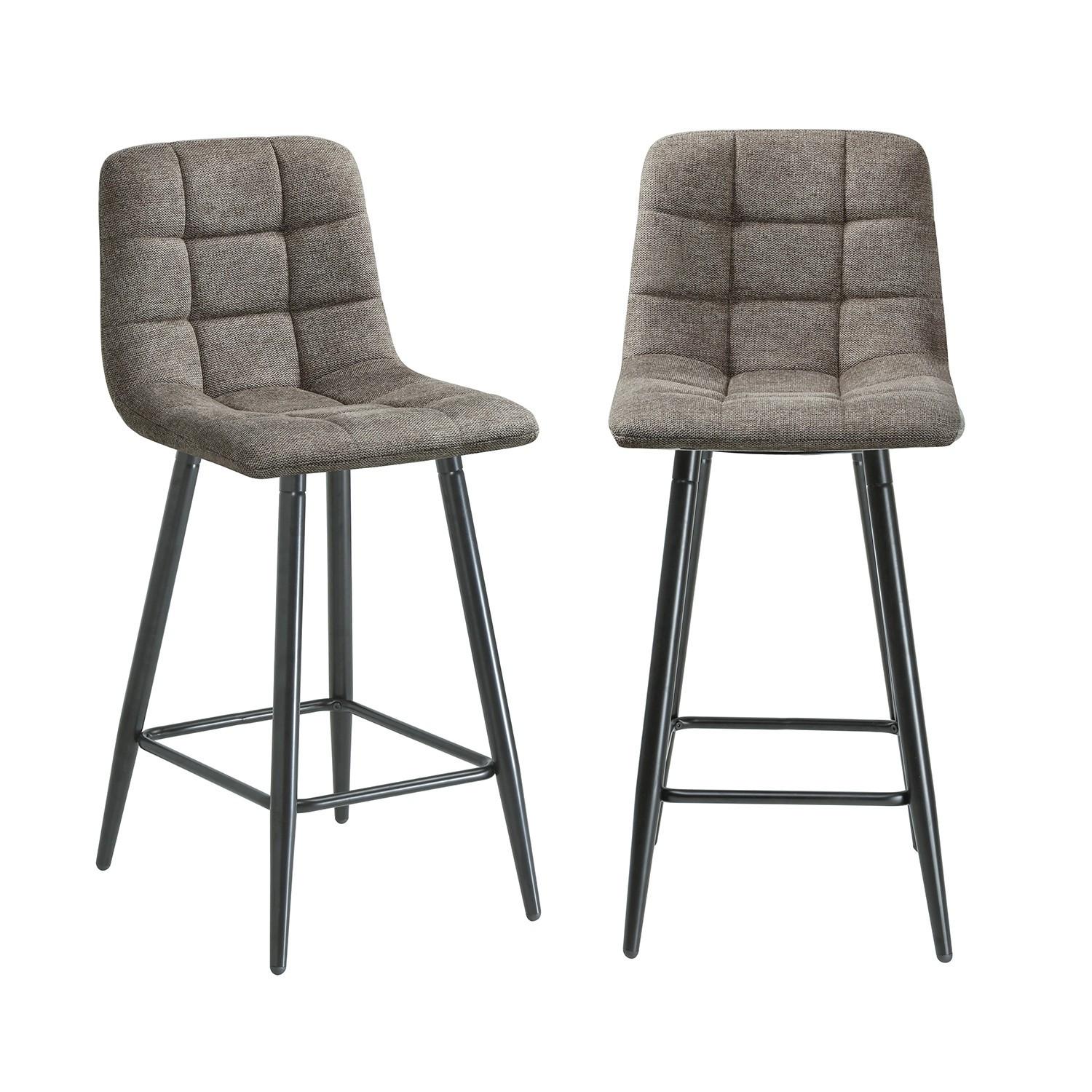 2ER-SET gepolsterter Hocker aus meliertem Stoff 42/94/51 cm - Braun, Textil (42/94/49cm) - Calicosy