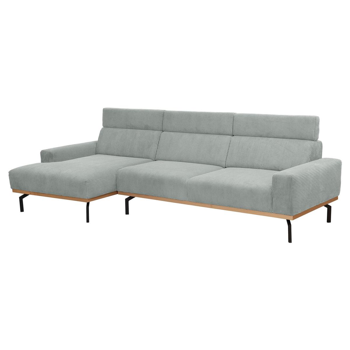 ECKSOFA mit Longchair links Katrien Cordstoff silber - Silberfarben, Kunststoff (135/280cm) - 58aufmkessel