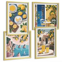 BILDER SET 4er Set - 50x50 cm & 40x60 cm Goldrahmen - Patio Sun Limonade - Goldfarben, Kunststoff (50/50cm) - TULUP