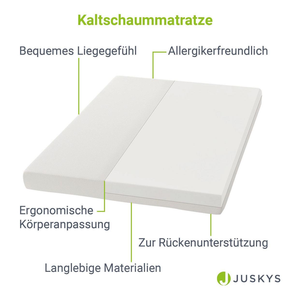 KALTSCHAUMMATRATZE 140x200 cm - Weiß, Textil (140/200cm) - Juskys