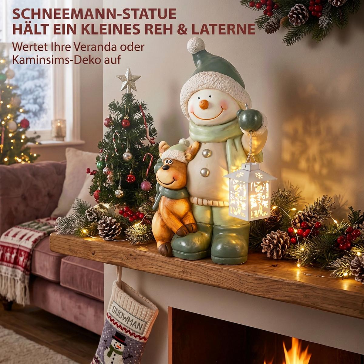 SCHNEEMANN-FIGUR Magnesiumoxid Metall Mehrfarbig - Multicolor, Stein (18/43/27cm) - HOMCOM