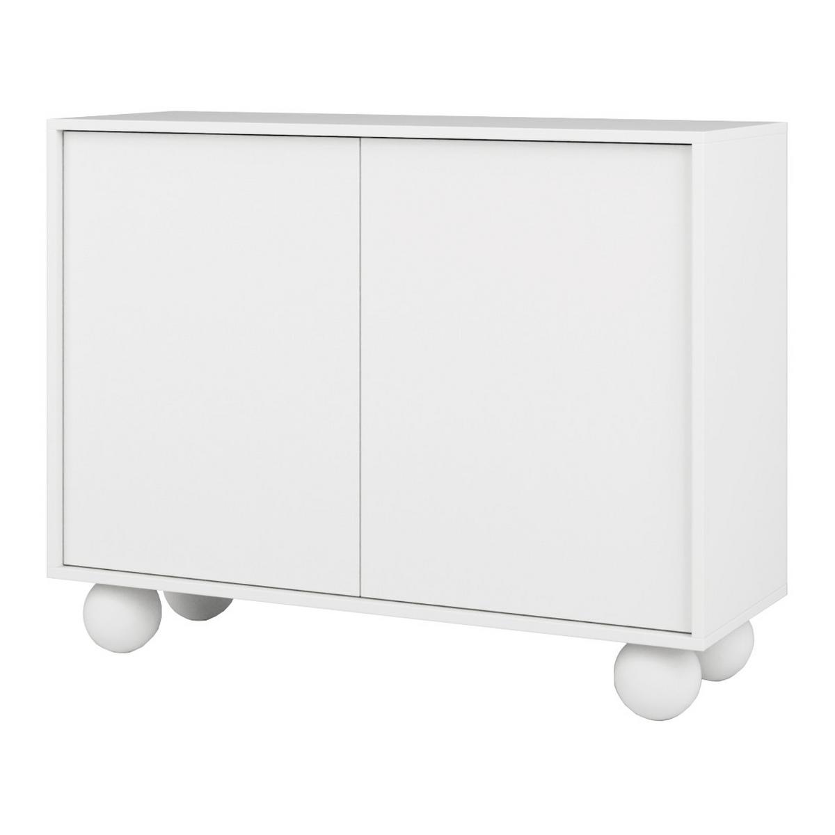 KOMMODE Adel mit 2 Türen und runden Füßen, 104 cm, Griffloss, Weiß - Weiß, Holzwerkstoff (104/81/38cm) - Beautysofa