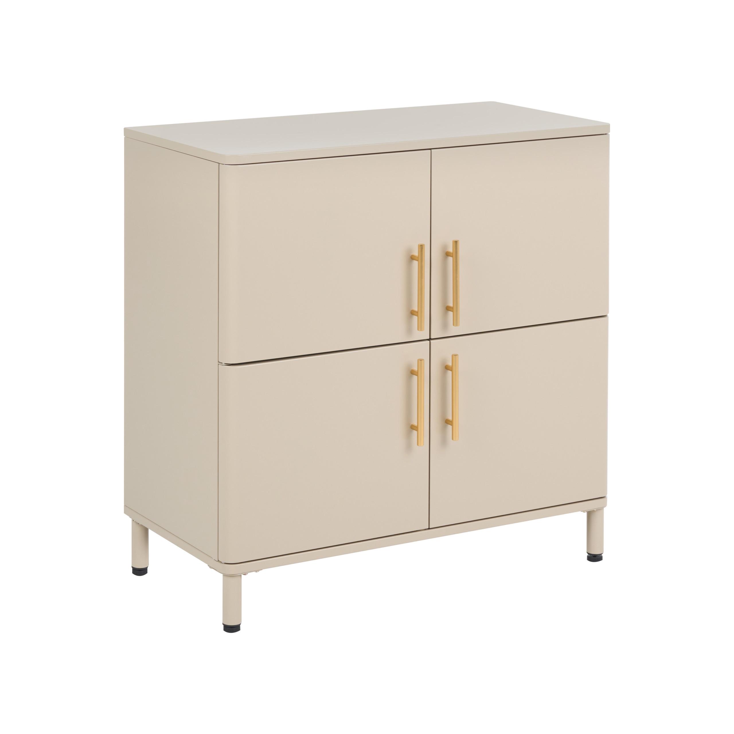 SIDEBOARD mit 4 Türen Metall Beige Ombura - Beige, Metall (80/80/40cm) - Beliani