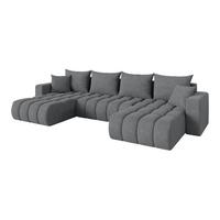 WOHNLANDSCHAFT mit Schlaffunktion und Bettkasten MILA-U-v1 378x194x86 Grau Velours - Taupe/Schwarz, Holzwerkstoff/Kunststoff (378/86/194cm) - ALTDECOR