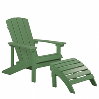 GARTENSTUHL mit Fußhocker Kunstholz grün Adirondack - Grün, Kunststoff (75/88/88cm) - Beliani