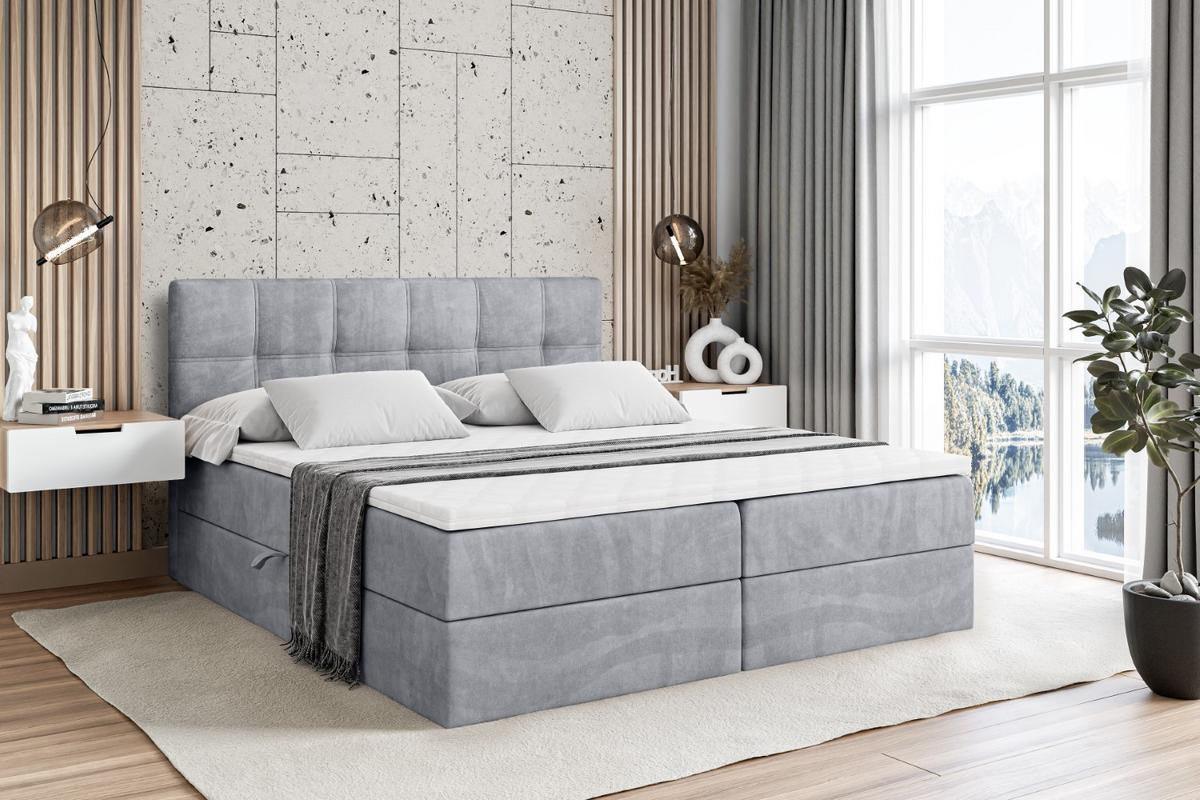 BOXBETT mit Matratze H3 und Lattenrost - MARCE - 140 x 200 cm - Grau - Grau, Holzwerkstoff (140/200cm) - ALTDECOR