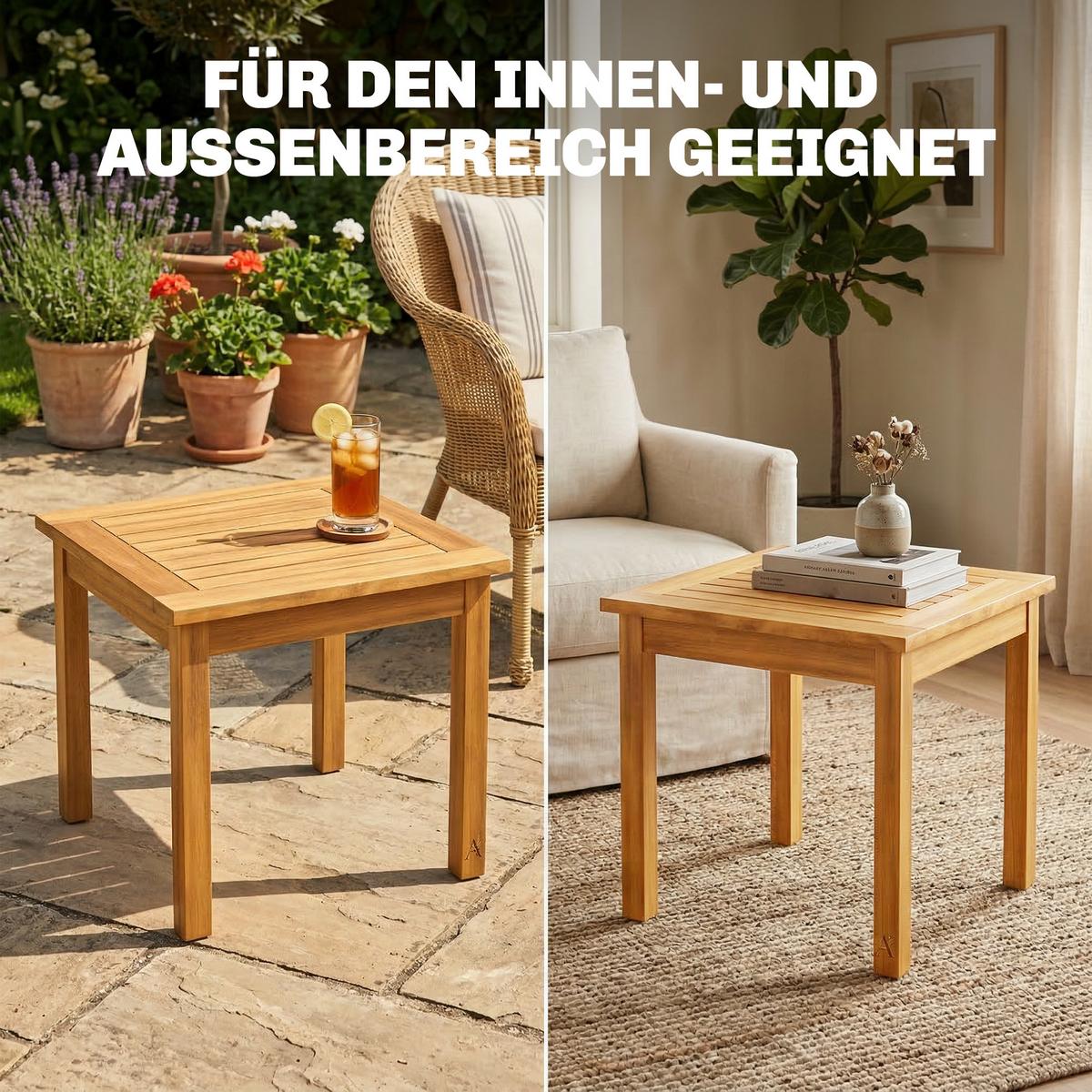 GARTENTISCH Akazienholz Naturholz - Naturfarben, Holz (48/48/46cm) - Outsunny