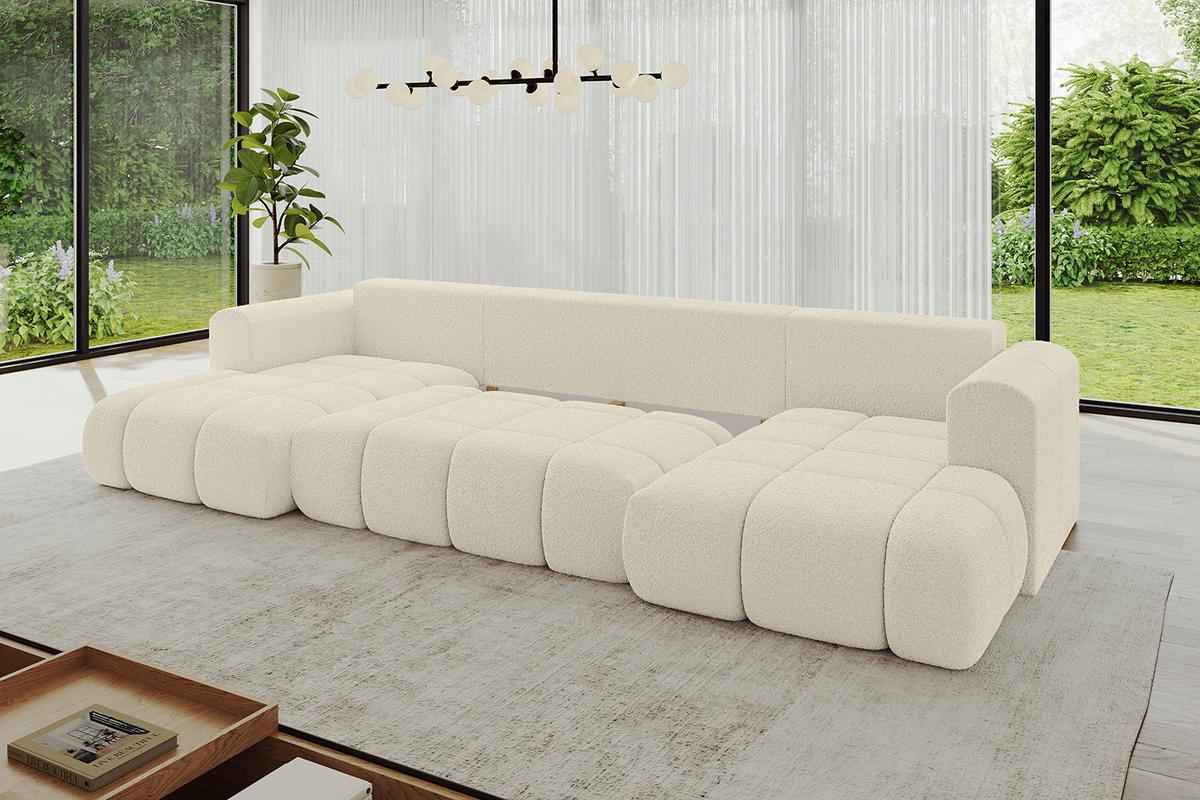 WOHNLANDSCHAFT CLOUD-U 405x185x90 Beige Bouclé - Beige, Holzwerkstoff/Kunststoff (405/90/185cm) - ALTDECOR