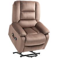 FERNSEHSESSEL mit Aufstehhilfe Elektrisch Relaxsessel mit Liege-/Massagefunktion - Schwarz/Braun, Textil/Metall (93/110/90cm) - HOMCOM