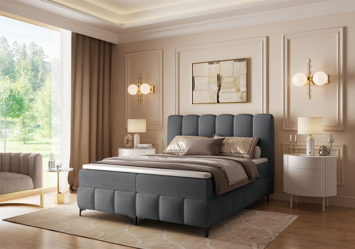 BOXBETT Isabel - Dunkelgrau, Holzwerkstoff/Textil (180/200cm) - Fun Möbel