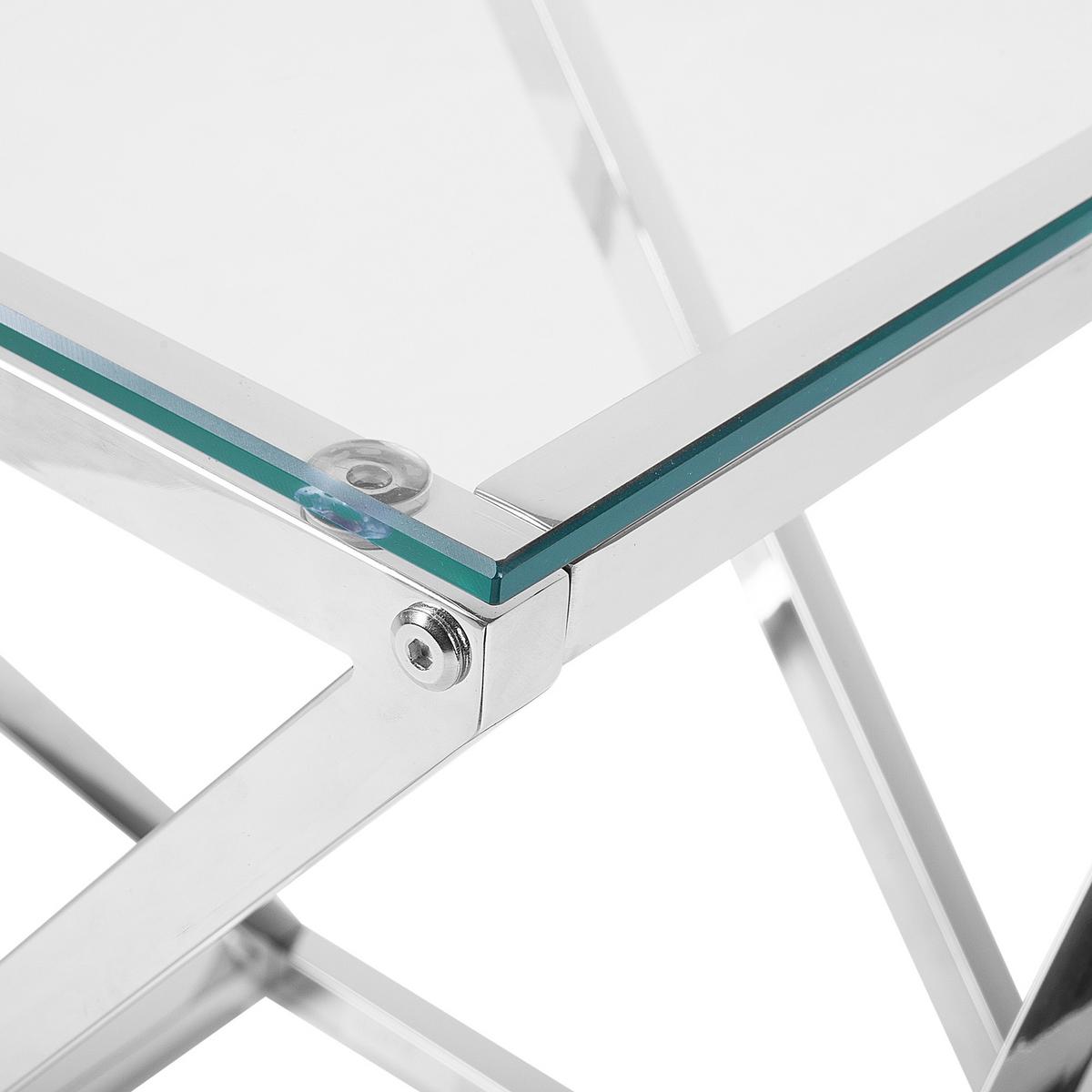 BEISTELLTISCH Glas Silber Beverly - Silberfarben, Glas (40/40/55cm) - Beliani