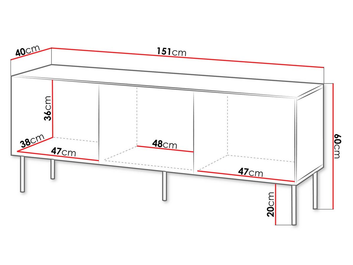TV-LOWBOARD Isla 150 3D - Schwarz, Holzwerkstoff/Metall (151/60/40cm) - MIRJAN24