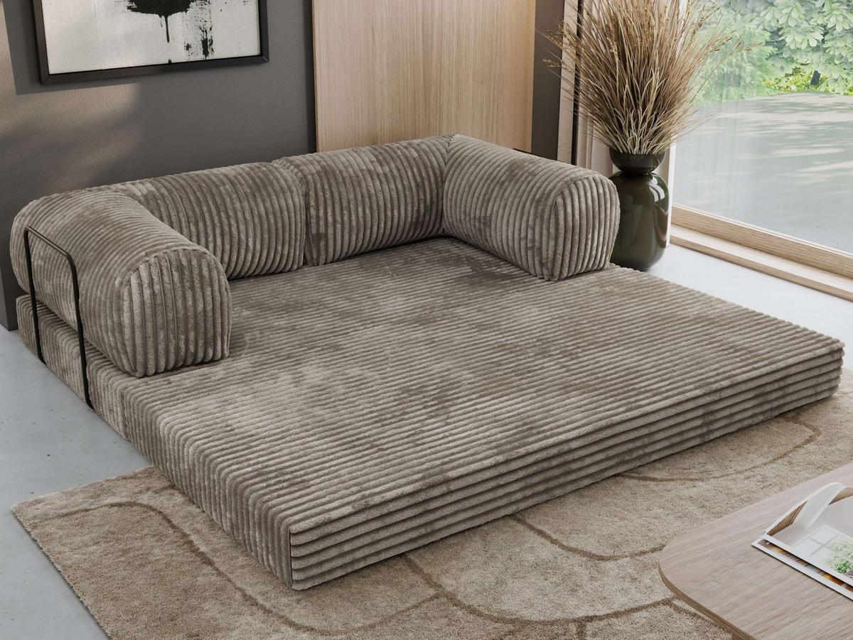 3-SITZER SOFA ORSETTO - Hellbraun Cord - Hellbraun/Schwarz, Textil/Metall (200/70/100cm) - MKS